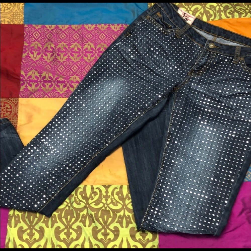 1st Kiss Sequin Skinny Jeans Size 11, 34 Waist